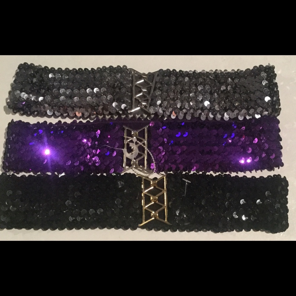 SILVER, PURPLE& BLACK SEQUINS BELTS - Picture 4 of 4